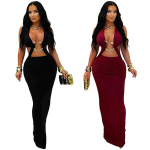 C7572 2026 Nuevo Vestido de Fiesta Sexy y Elegante para Mujer, Primavera-Verano, Color Sólido, con Cordones, Tipo Lápiz, de Cachemira, con Diamantes, Maxi Vestido - Product Image 5