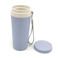 Bouteille d'eau de voyage personnalisée avec logo, élégante, écologique, en PP et paille de blé, avec couvercle, pour camping et randonnée, corde incluse, livraison directe