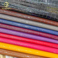 Tissu en cuir synthétique PU à motif crocodile gaufré brillant de 19 couleurs pour sacs à main, bagages et accessoires