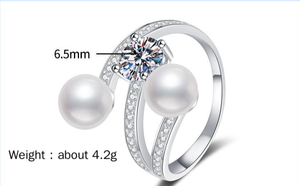 Bague ajustable en argent S925 étanche avec perle <span class=keywords><strong>d</strong></span>'eau douce 5A et moissanite VVS, 2 pièces, haut de gamme, pour femme, collection <span class=keywords><strong>Calendrier</strong></span> de l'<span class=keywords><strong>Avent</strong></span> - Product Image 6