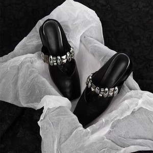 Mules de Cuero Genuino con Punta Cuadrada y Hebilla Metálica, Sandalias de Verano para Mujer con Plataforma - Product Image 4