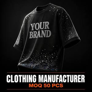 Custom Heavyweight Cotton <b>Y2K</b> Rhinestone Bling CUSTOM Letter Star Print Boxy Fit Men's T <b>Shirt</b> Clothing Manufacturer - Product Image 1