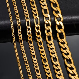Chaîne de collier en acier inoxydable couleur or, maillons Figaro, épaisseur 3 mm/4,5 mm/6 mm/7,5 mm/9,5 mm/11,5 mm, bijoux unisexes pour les fêtes - Product Image 1