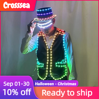 Costume de danse robot LED futuriste, gilet multicolore pour homme, idéal pour la remise des diplômes, les bars, les boîtes de nuit, les spectacles lumineux, les fêtes et les événements musicaux