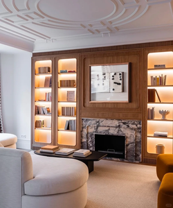 Cheminée à gaz autoportante moderne de designer, faite à la main, avec <span class=keywords><strong>insert</strong></span> en marbre <span class=keywords><strong>pour</strong></span> salon intérieur - Product Image 6