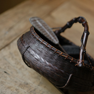 Handmade retro bamboo woven charcoal <b>basket</b>, charcoal bowl, charcoal tray, tea room charcoal <b>storage</b> <b>basket</b>, non-shedding paint - Product Image 3