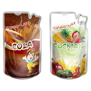 Sacchetto di succo da 200ml sacchetto di imballaggio del succo sacchetto stand up imballaggio in alluminio sacchetto di plastica con interno paglia o tappo