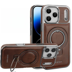 เคสโทรศัพท์หนัง PU ชุบเคลือบหรูหราสำหรับ iPhone 17 16 15 Pro Max Plus พร้อมวงแหวนหมุนได้ ที่วางแม่เหล็ก ป้องกันการกระแทก - Product Image 5