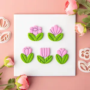 INTODIY fiori creativi orecchini in ceramica morbida stampo tulipano garofano argilla modellazione gioielli ciondolo taglio stampo strumenti artigianali