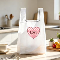 Sacs en plastique blancs élégants avec impression de cœur rose LOVE, pour le shopping, les cosmétiques, les petits articles, les cadeaux, emballage en polyéthylène