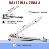 Coupe-ongles en acier inoxydable de grande taille, coupe-ongle à bord droit avec lime à ongles, vente en gros