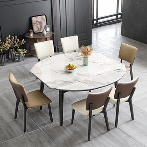 Ánh Sáng Sang Trọng Có Thể Thu Vào Gấp Bàn Ăn Dual-Sử Dụng Vuông Bàn Gỗ Rắn Với Sáng Đá Tấm Cho Căn Hộ Nhỏ - Product Image 5