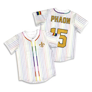 Camiseta de béisbol personalizada, bordado, diseño de logotipo, equipo a rayas, nuevo estilo, ropa deportiva de béisbol - Product Image 1