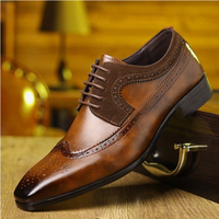 Chaussures habillées Oxford pour hommes en cuir véritable à bout pointu - Respirantes, à lacets, pour le bureau et les mariages