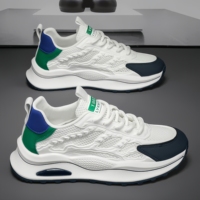 Chaussures de course blanches tendance et polyvalentes pour hommes, en maille respirante et souple, idéales pour le sport et les activités de plein air (vente en gros)