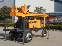 Appareil de forage de puits d'eau mobile portable Machine de forage portable à trois roues 150m de profondeur de forage maximale Noyau de moteur pneumatique