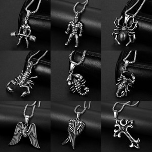 Olivia gioielli Hip Hop di alta qualità <span class=keywords><strong>argento</strong></span> <span class=keywords><strong>leone</strong></span> croce ciondolo ali di teschio gesù collane religiose <span class=keywords><strong>collana</strong></span> in acciaio inossidabile - Product Image 3