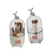 Support de rangement rotatif anti-poussière pour pinceaux cosmétiques et rouges à lèvres, avec logo imprimé, style luxe léger, pour coiffeuse et bureau