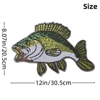 Patchs thermocollants brodés de poisson vert personnalisé avec paillettes Design de mode pour vêtements vente directe d'usine