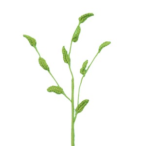 Petites herbes au crochet faites à la main, herbes délicates et légères au vent, feuillage artificiel vert, arrangement floral, feuilles de plantes symétriques - Product Image 5