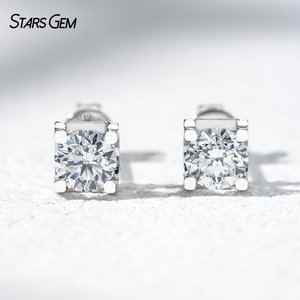 Pendientes con Diseño de Cabeza de Toro Starsgem, 0.5ct*2 Piezas, DEF VS, Corte Brillante Redondo, Diamantes Cultivados en Laboratorio - Product Image 4