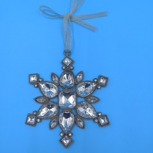 Silver Snowflake Hanging Ornament Christmas <b>Tree</b> Decoration <b>Crystal</b> Design Holiday Decor - Product Image 2