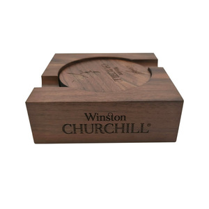 Winston Churchill <b>Wooden</b> Ashtray 12x12x4cm Square Office <b>Desk</b> Ornament Laser Engraved <b>Solid</b> Walnut Gift - Product Image 2