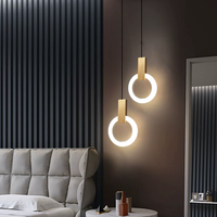 Lampes suspendues LED nordiques modernes Plafonniers pendants en anneau en acrylique pour salon et chambre à coucher Éclairage de lustre d'escalier de taille moyenne