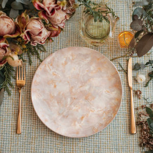 Assiette de Luxe à Effet <span class=keywords><strong>Marbre</strong></span> Rose, Ensemble de <span class=keywords><strong>Vaisselle</strong></span> en Céramique Écologique de Haute Qualité pour Usage Professionnel en Restaurant - Product Image 4