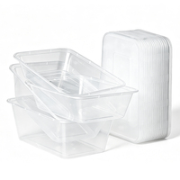 Conteneur alimentaire jetable en gros 500ml 1000ml personnalisé, robuste, hermétique, empilable, carré, transparent en PP, compatible micro-ondes, sans BPA