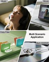 7-in-1 External CD/DVD Drive 24X CD Burner 8X DVD Writer, USB 3.0 Portable Optical Drive with 4-Port Hub & SD/TF Card Reader
