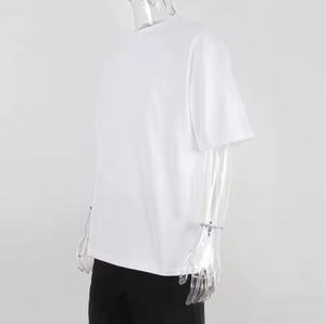 T-shirt Homme Oversize à Manches Courtes Col Rond Couleur Unie en Jersey Spandex/Coton Ample Respirant 230g Logo Personnalisé - Product Image 5