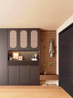 Meuble d'entrée en rotin rétro français, armoire à chaussures et porte-manteau en bois massif, personnalisation complète de toute la maison, style mi-ancien