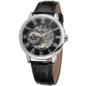 Vendita Top China Factory Forsining orologi personalizzati Otomatik Erkek Kol Saat mano <span class=keywords><strong>cinturino</strong></span> in <span class=keywords><strong>pelle</strong></span> a vento da <span class=keywords><strong>uomo</strong></span> <span class=keywords><strong>orologio</strong></span> scheletro meccanico - Product Image 5