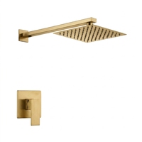 Ensemble de douche mural carré de luxe classique en acier inoxydable avec mitigeur à robinet céramique pour eau chaude/froide