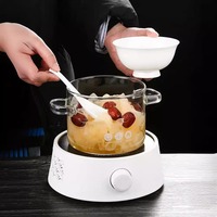 Casserole en verre transparente résistante à la chaleur en borosilicate de haute qualité, compatible avec les plaques à induction modernes, avec couvercle en verre, 1,35 L/1,5 L/1,9 L