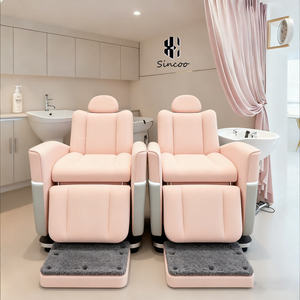เก้าอี้สระผมไฟฟ้าปรับเอนหมุนได้พร้อมไฟ LED สำหรับร้านตัดผมและนวดศีรษะ - Product Image 2