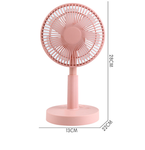Ventilateur portable rose ultra-silencieux pliable avec moteur DC rechargeable par USB 5W, 5 vitesses, oscillant, base en plastique, hauteur 28 cm, usage domestique - Product Image 6
