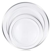 Assiettes et couverts de fête en plastique argenté de 125 pièces pour mariages, réceptions, buffets-Service pour assiettes jetables