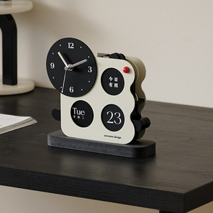 Wozoom Design Creative <b>Desk</b> <b>Clock</b> Geometric Minimalist Day Date Display Battery Powered Tabletop Calendar Decoration - Product Image 3