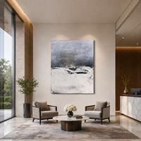 Peinture à l'huile abstraite Toundra d'hiver sur toile, gris, blanc, accents bronze, texture, taille personnalisée, du fabricant d'art, vente en gros