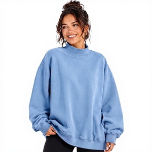 Sudadera de cuello alto oversize de forro polar para mujer, personalizada, de moda, para invierno, de mezcla de poliéster/algodón, longitud regular - Product Image 1