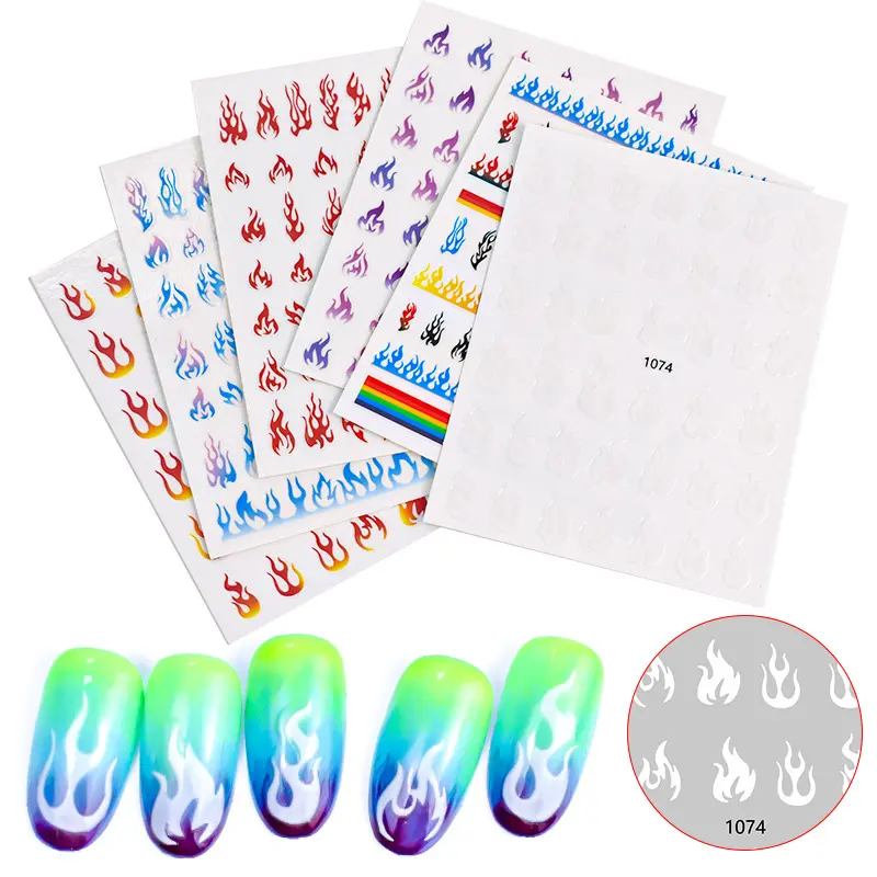 Halloween Manicure Magic Flame Stickers Ultra-thin Nail Stickers Back Glue Ins Color Flame Nail Stickers