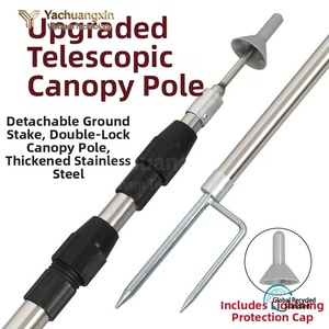 Tige télescopique en alliage d'aluminium à bouton unique pour auvent extérieur, tige de support robuste pour tente, tige télescopique pour auvent de camping - Product Image 5
