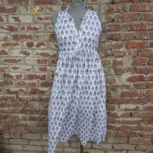 Vestido estampado de bloque de mano Vestido de Verano Indio de algodón sin mangas Vestido largo gris con bloque de mano Diseño floral estampado Suministro ODM - Product Image 1