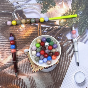 อุปกรณ์ทำเครื่องประดับกำไลข้อมือแบบ DIY ปลอดสาร BPA ลูกปัดซิลิโคนโอปอลทรงกลมขนาด 15 มม. หลายสี - Product Image 4