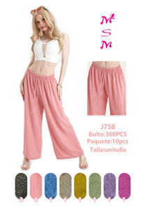 Pantaloni Harem da donna Ms M in maglia, vita elastica, vestibilità ampia, lunghezza intera, tinta unita, casual, estivi J758 - Product Image 1