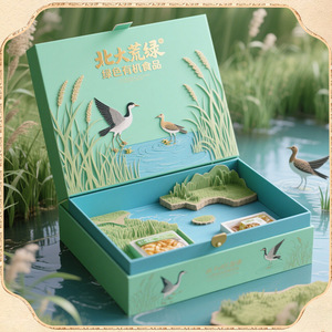 กล่องของขวัญพิเศษระดับไฮเอนด์แบบกำหนดเองเป็นมิตรกับสิ่งแวดล้อมสำหรับอาหารออร์แกนิกสีเขียวหัวหลงเจียง พร้อมบรรจุภัณฑ์ลายนูนรูปสถานที่สำคัญ - Product Image 5