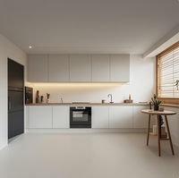 Opia siap dengan peralatan Maple atas lemari dapur desain apartemen dengan lampu LED putih disesuaikan tahan lama
