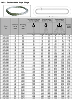 WS21 Élingues de câble métallique sans fin Construction de torons ronds continus pour le levage aérien et le gréement à usage intensif